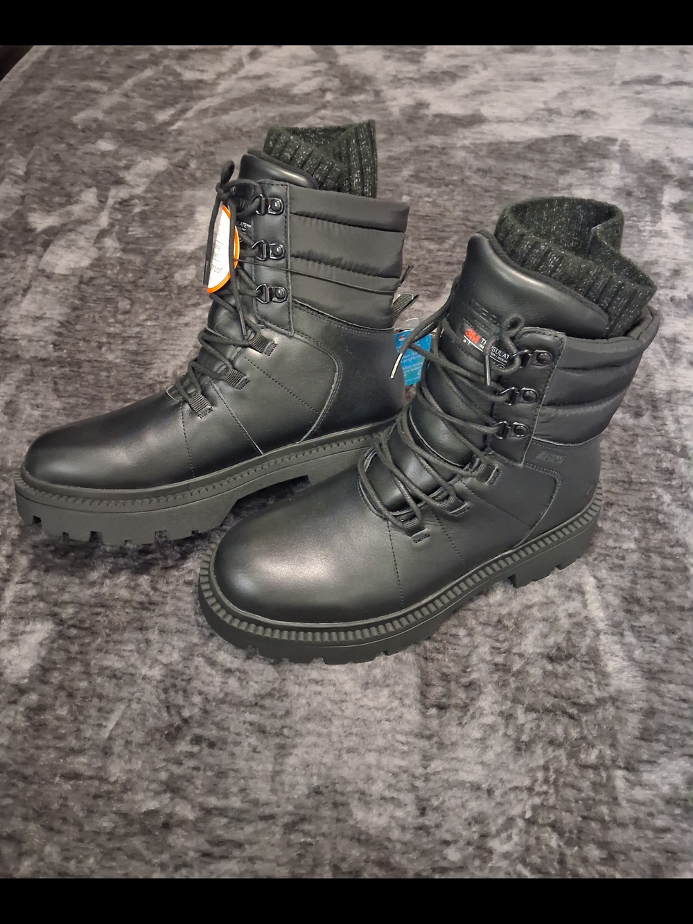 NWT Ozark Trail Black Leather Waterproof 3M Thinsulate Snow/Combat Boots Women 9